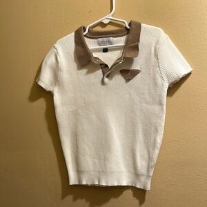 Klai Cream and Brown Polo Shirt